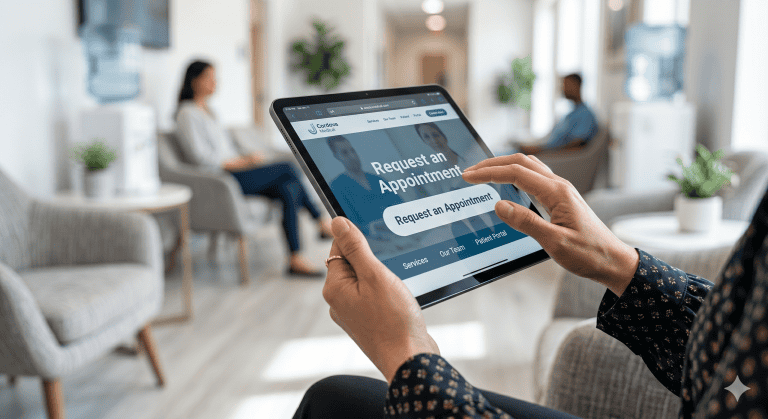 Sitio web médico de alta conversión y agendamiento de citas en dispositivos móviles.